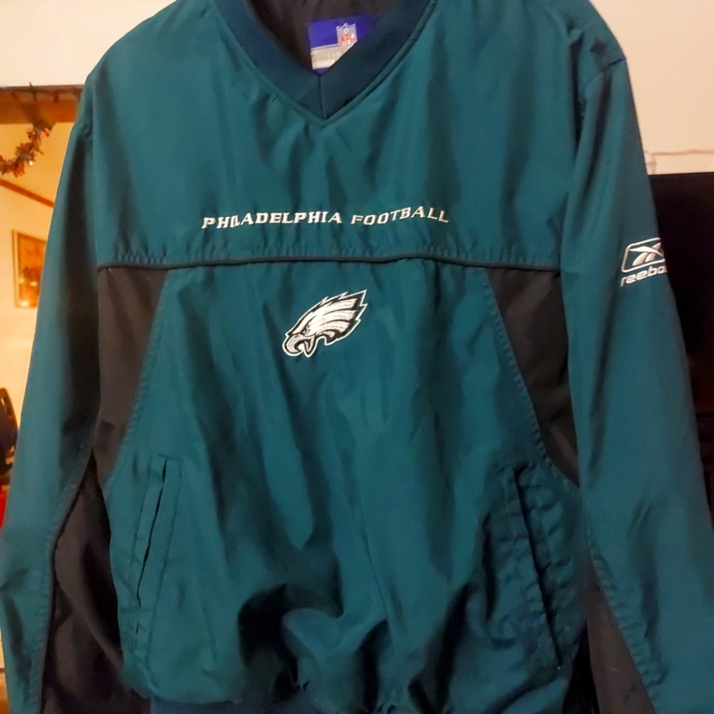 NFL Apparel Reebok On Field Philadelphia Eagles Pullover Windbreaker Jacket Sz M
